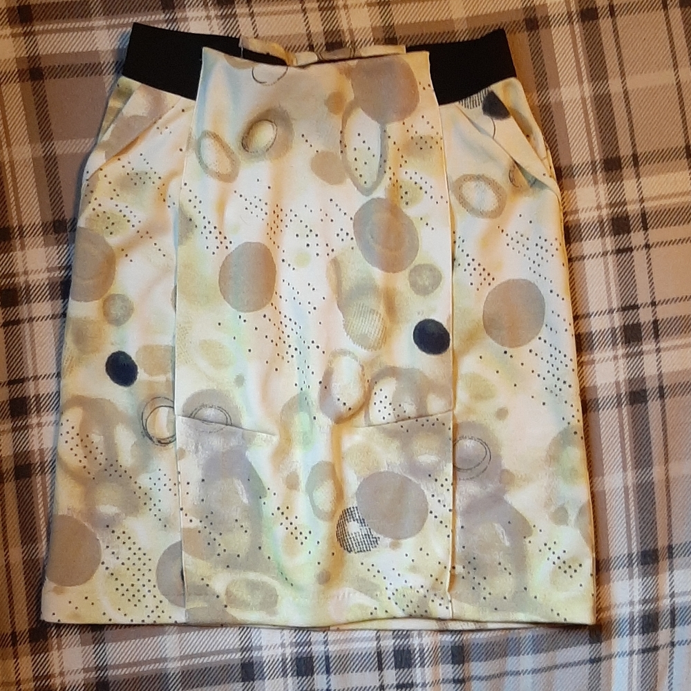 Funky Mod Print Simply Vera Pull On Pencil Skirt Career Work Buisness